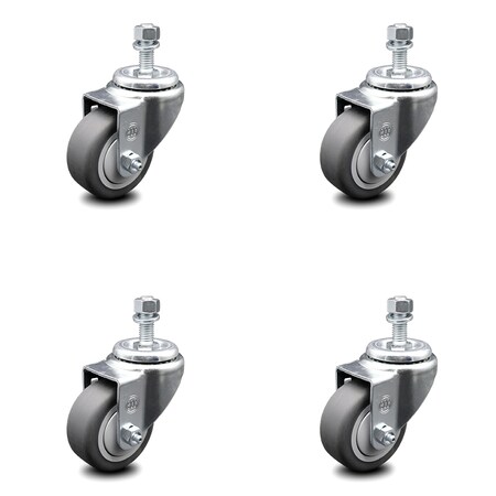 Service Caster 3 Inch Thermoplastic Rubber Wheel Swivel 1/2 Inch Threaded Stem Caster Set SCC SCC-TS20S314-TPRB-121315-4